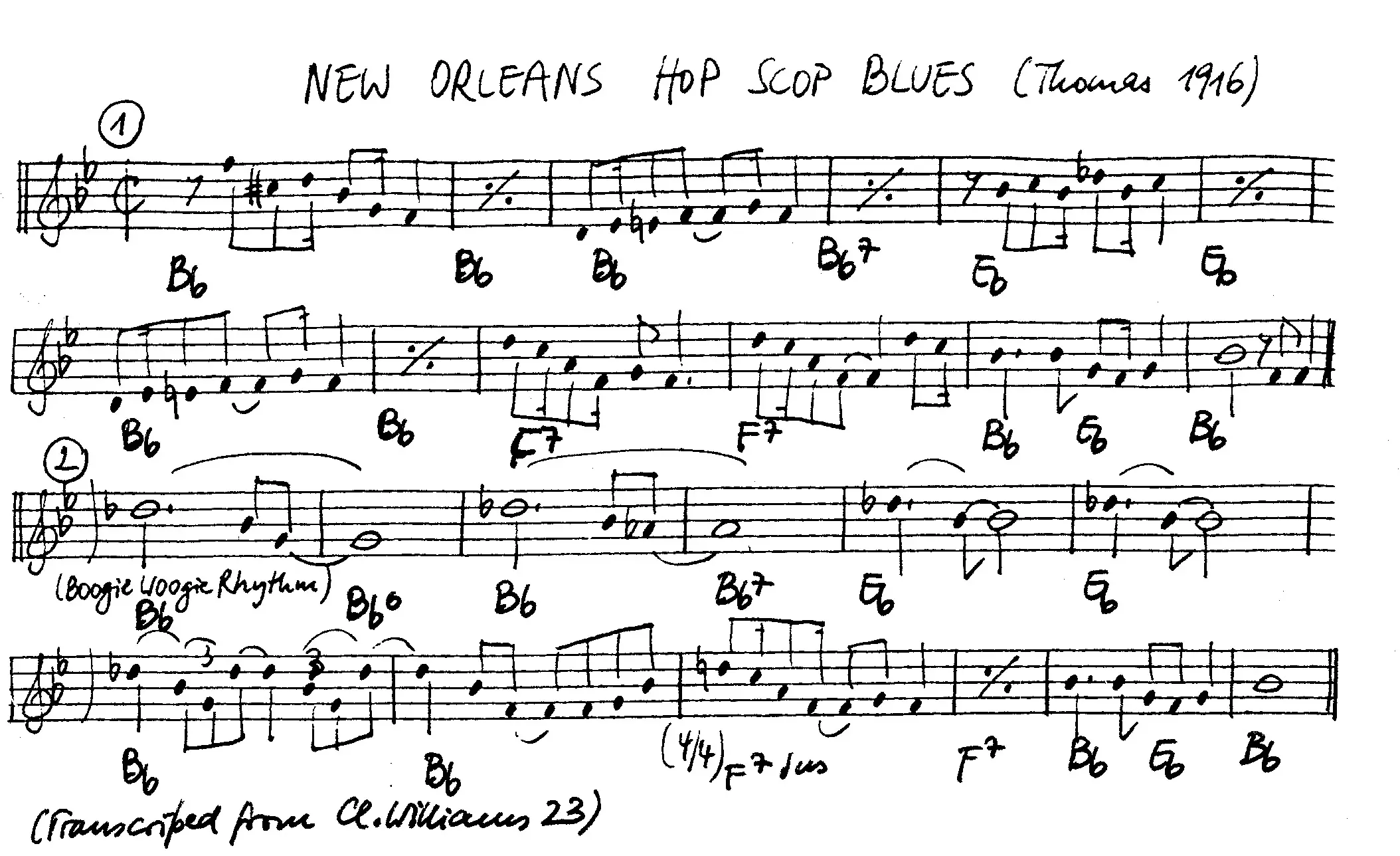 new orleans hop scop blues free jazz leadsheet - Courtesy of the Jungle Jazz Band